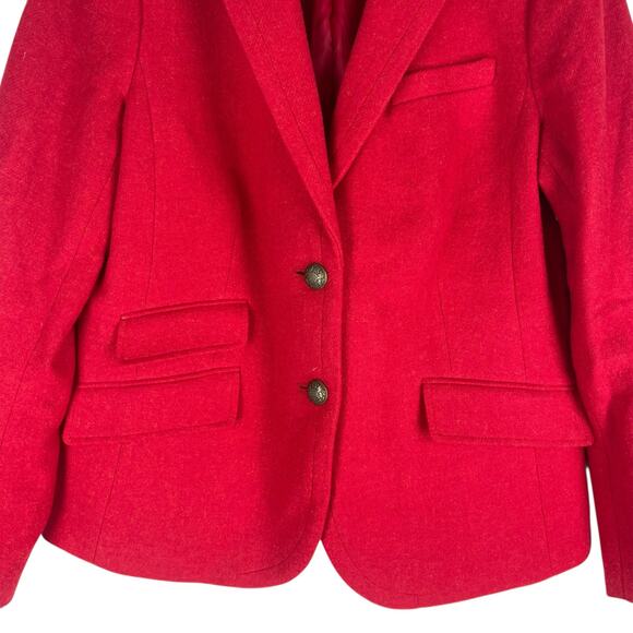 Talbots Wool Blend 2 Button Blazer Jacket Red Holiday Size 12 - Picture 3 of 8